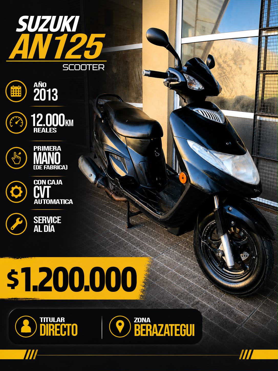 Suzuki AN125 2013 en venta en Villa España, Buenos Aires
