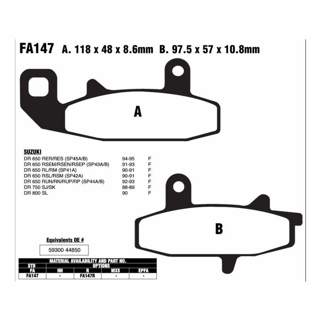 Pastillas Freno Delantera Ebc Fa147 Suzuki Dr 650 750 800 en CABA