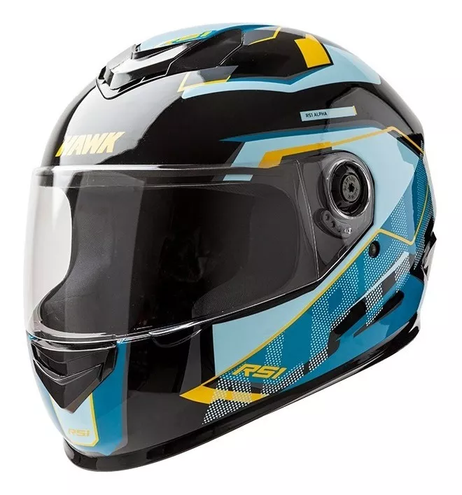 CASCO HAWK RS1 NEGRO/CELESTE BRILLANTE en CABA