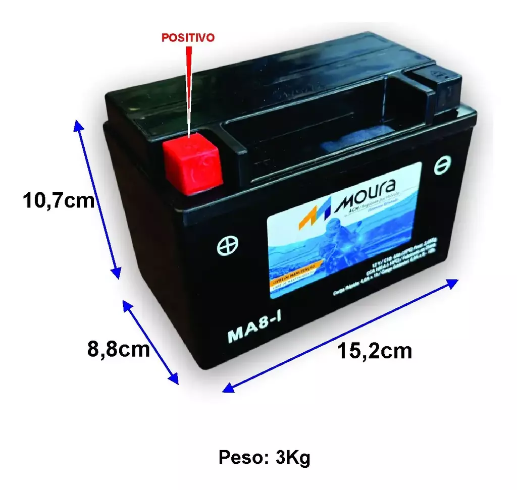 Batería Moto Cuatriciclo Moura Ma8-i = Ytx9 12v 8ah Gel+ Izquierdo en CABA