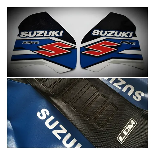 Kit Gráfica + Funda De Asiento Ultra Grip Suzuki Dr350 Azul Azul en CABA