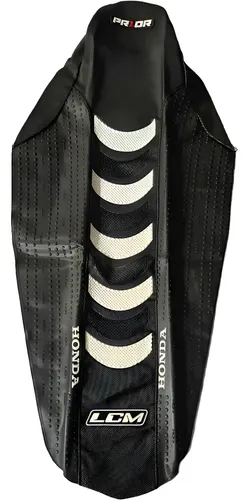 Funda Asiento Para Crf250 2014 - 22 Negra Gajos Blancos Lcm Negro