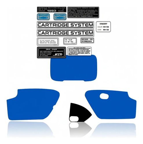 Calcos Azul Claro P/ Plasticos Advertencia 1993 Honda Xr250 en CABA