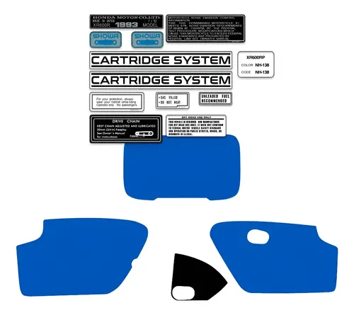 Calcos Para Xr250 Xr 250 1993 93 Azul Claro Advertencias en CABA
