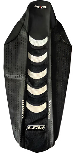 Funda Asiento Para Crf 450 2014 - 22 Negra Gajos Blancos Lcm Negro