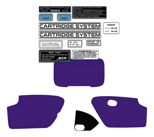 Calcos Para Xr250 Xr 250 1993 93 Violeta  Advertencias en CABA