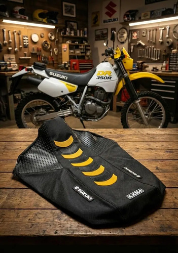 Funda Asiento Grip P/ Suzuki Dr350 Dr 350 Negra Amarilla Negro