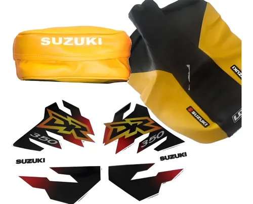 Kit Funda Asiento Gripp, Calcos, Bolsito, Suzuki Dr350, Dr Amarillo