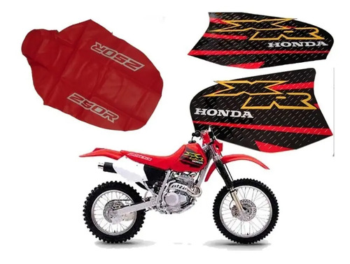 Calcos + Funda Asiento Para Honda Xr 250 Xr250 2001 2000 Rojo en CABA