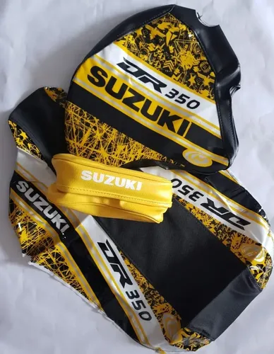 Funda Asiento + Fda De Tanque + Bolso Para Suzuki Dr 350 Ama Amarillo
