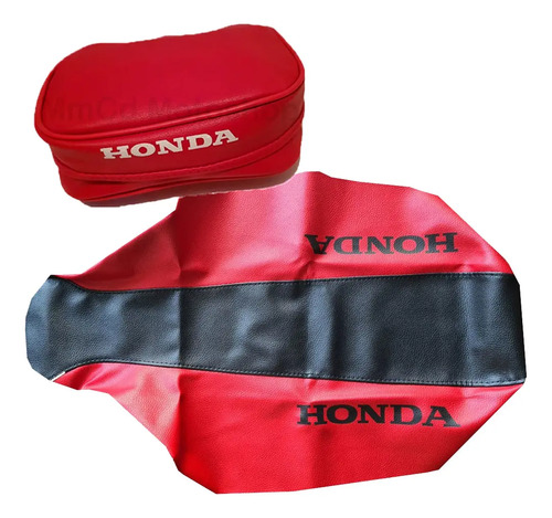 Funda Asiento Tapizado + Bolso Cartuchera Honda Xr 250 2002 Rojo